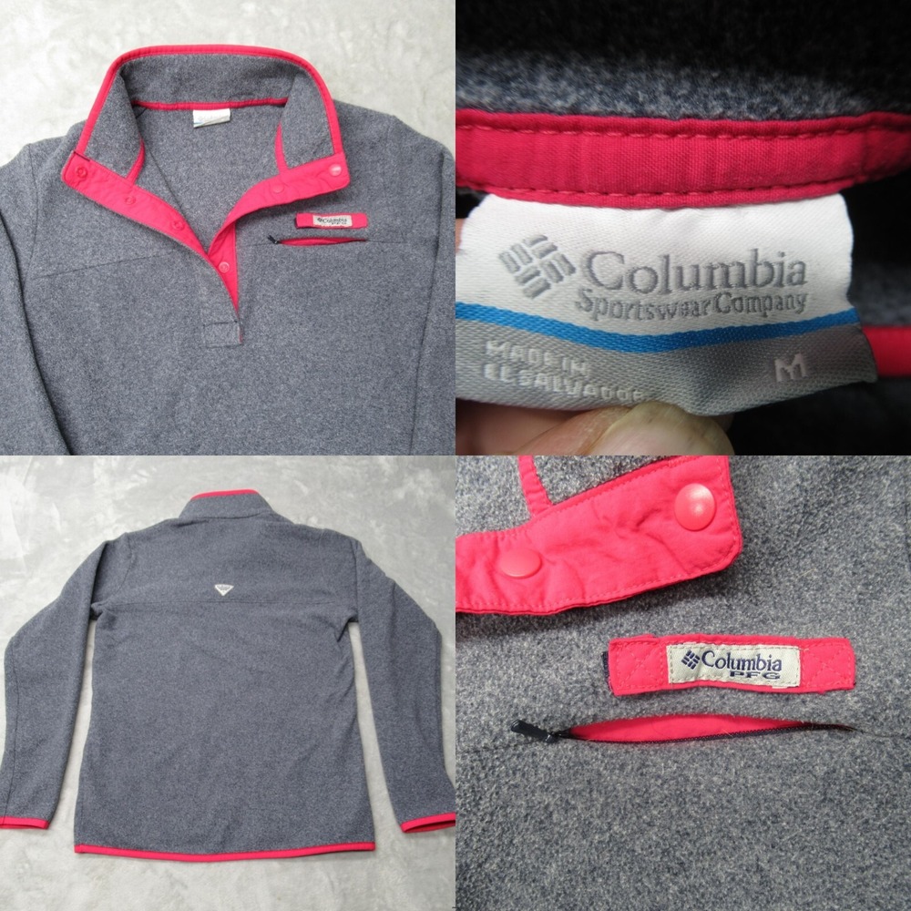 Columbia PFG Sweatshirt Women Medium Gray 1/4 Snap Harborside Fleece Pullover